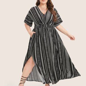 NWT BloomChic 2X Black White Geometric Dolman Pocket Dress 18-20